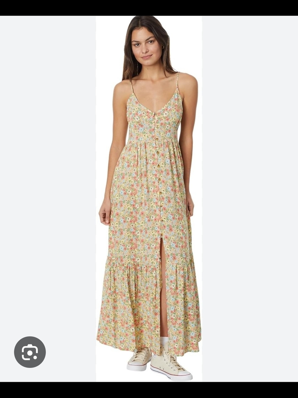 Rip Curl Yellow Floral Spaghetti-Strap Maxi Dress